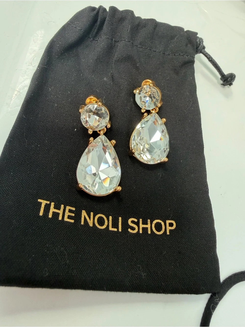 Noli Clear Crystal Teardrop Earrings